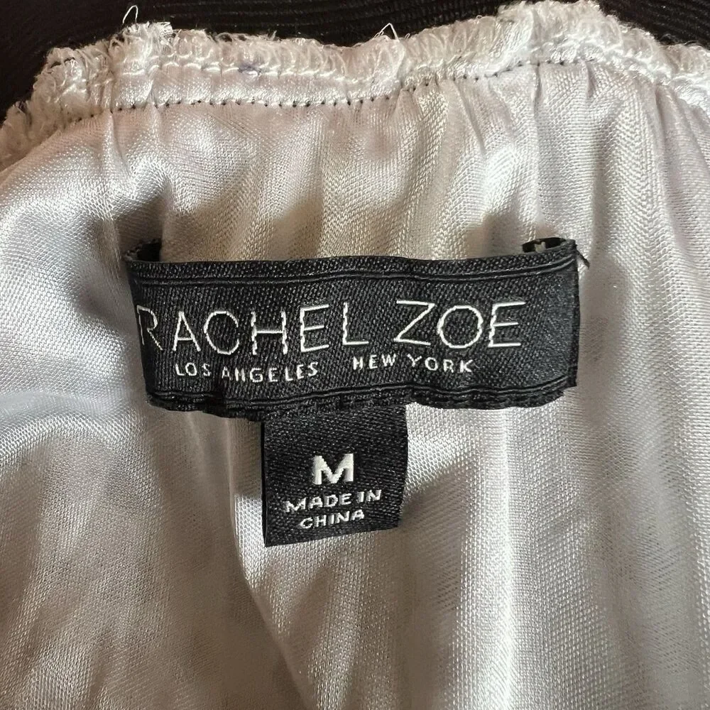 3/$25 Rachel Zoe Black White Dot Pleated Midi Skirt Womens M